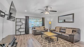 Family House | Living area | 55-inch Smart TV with digital channels, TV, fireplace