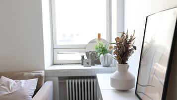 City Apartment | Living area | 36-inch TV with cable channels