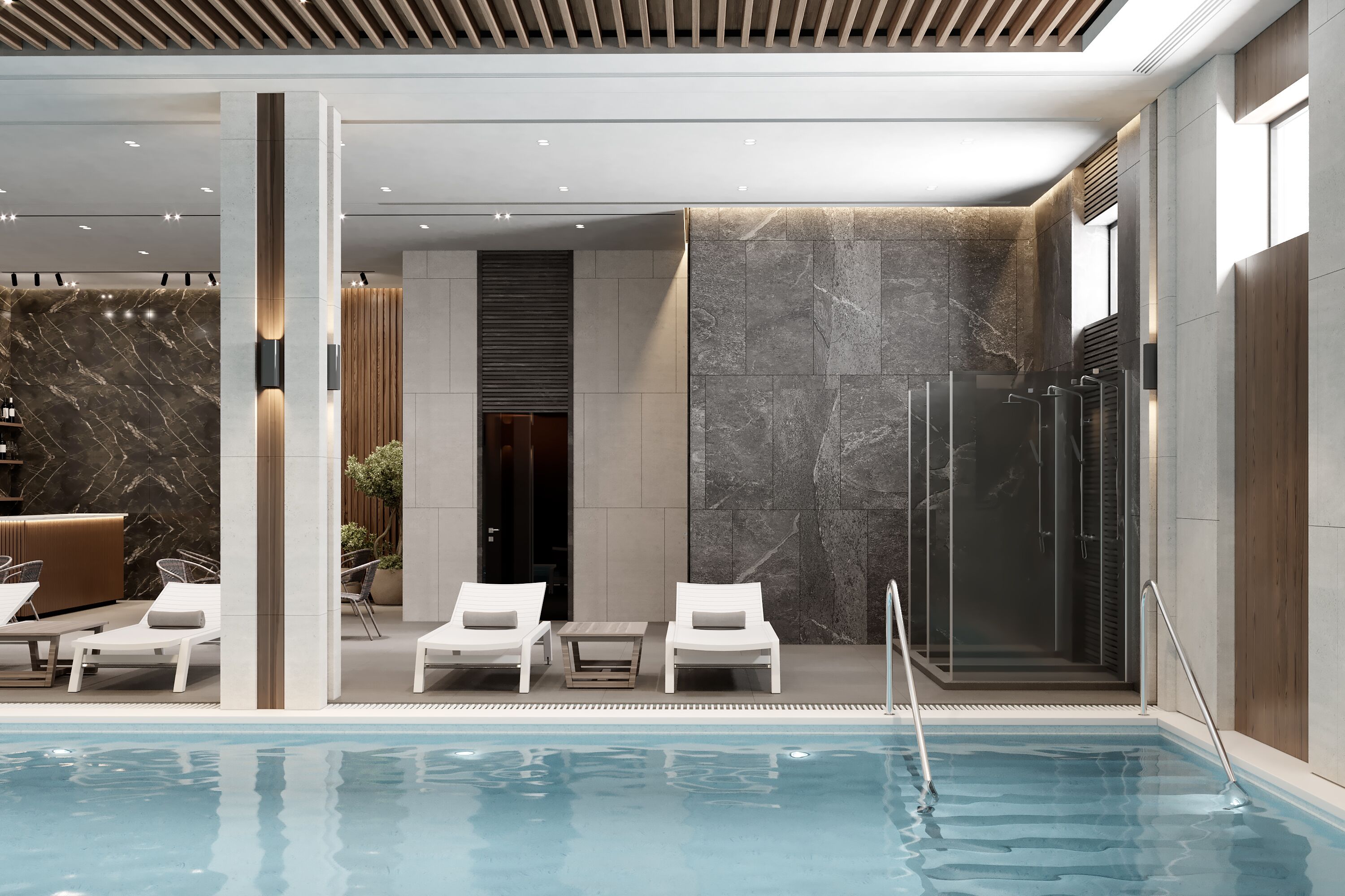 Sisäuima-allas avoinna 7.00–11.00, aurinkotuoleja