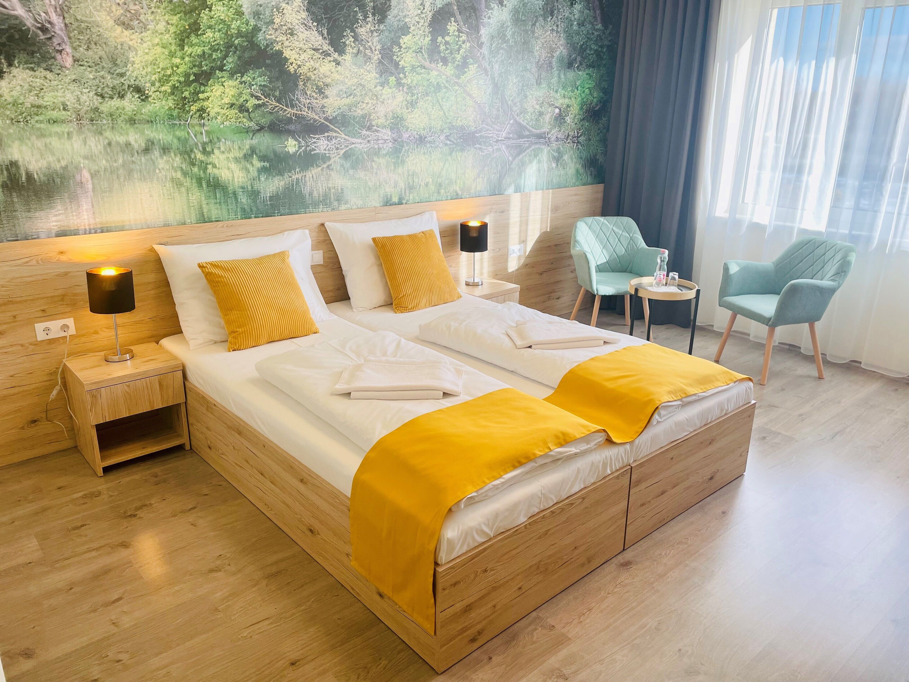 Standard Double or Twin Room | In-room safe, desk, laptop workspace, blackout drapes