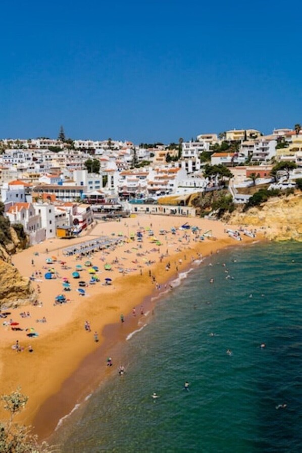 Beach nearby, sun loungers