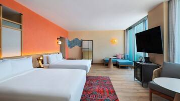 Hypo-allergenic bedding, down comforters, in-room safe