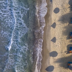 Private beach, white sand, sun-loungers, beach umbrellas