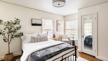 3 bedrooms, memory foam beds, desk, iron/ironing board