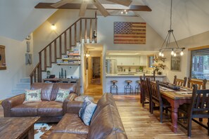 Smart TV, fireplace, video games, DVD player
