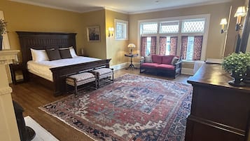 Individually decorated, desk, blackout curtains, iron/ironing board