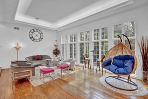 Smart TV, fireplace, foosball, table tennis