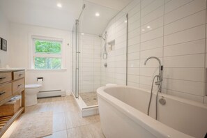 Bañera, secador de pelo, toallas