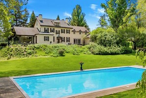Outdoor pool, a heated pool - Idyllic 50 Acre Retreat w/ Pool, Tennis, Fishing; Built for XL Groups to Escape! (Malvern)