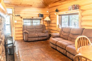 スマートテレビ、暖炉、書庫