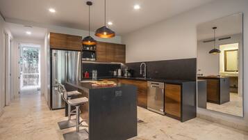 Luxury Villa, 2 Bedrooms, Balcony (#402) | Private kitchen | Full-sized fridge, microwave, oven, stovetop