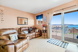 TV, lareira, DVD player, livros