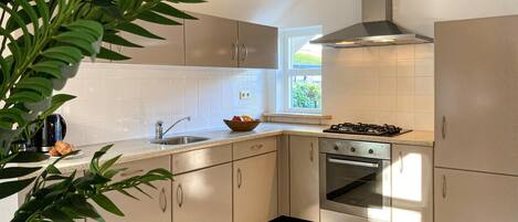 Fridge, oven, stovetop, coffee/tea maker