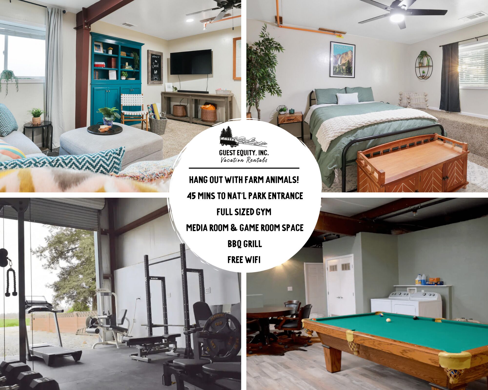 Gym, Pool Table, & Country Views @ The Sunset Loft | 2 Bed, 1 Bath