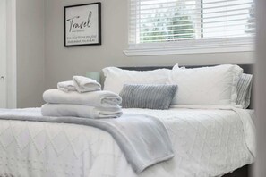 3 bedrooms, iron/ironing board, travel cot, WiFi