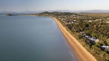On the beach, beach towels