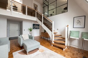 Exclusive Apartment | Living area | 36-inch flat-screen TV with cable channels, TV - 2ndhomes Bright & Modern 107m2 Penthouse (Helsinki)