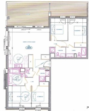 Floor plan - 103m² apartment with 4 bedrooms and 4 bathrooms, sleeps 8 (CHATEL)