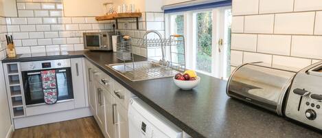 Fridge, dishwasher, electric kettle, toaster