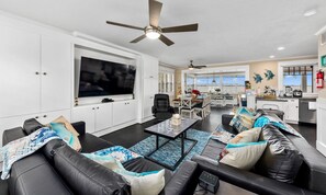 Smart TV, chimenea, videojuegos y reproductor de DVD 