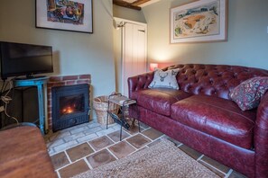 TV, fireplace - Library Cottage, Marlesford (Woodbridge)