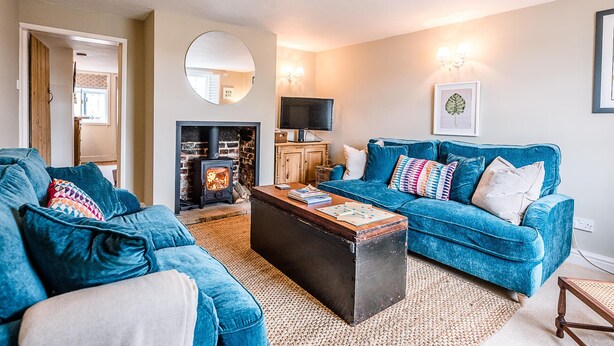 TV, fireplace - Coachman's Cottage, Wrentham (Beccles)