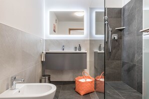 Ducha, secador de pelo y toallas