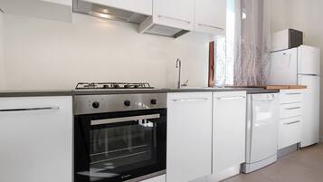 Kühlschrank, Mikrowelle, Herdplatte, Geschirrspüler