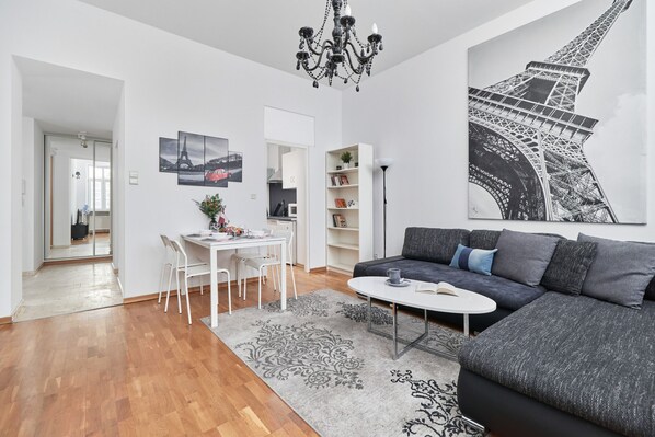 Apartamento, 1 quarto, cozinha | Sala de estar