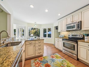 Fridge, microwave, oven, dishwasher