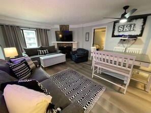 Smart TV, fireplace, video games