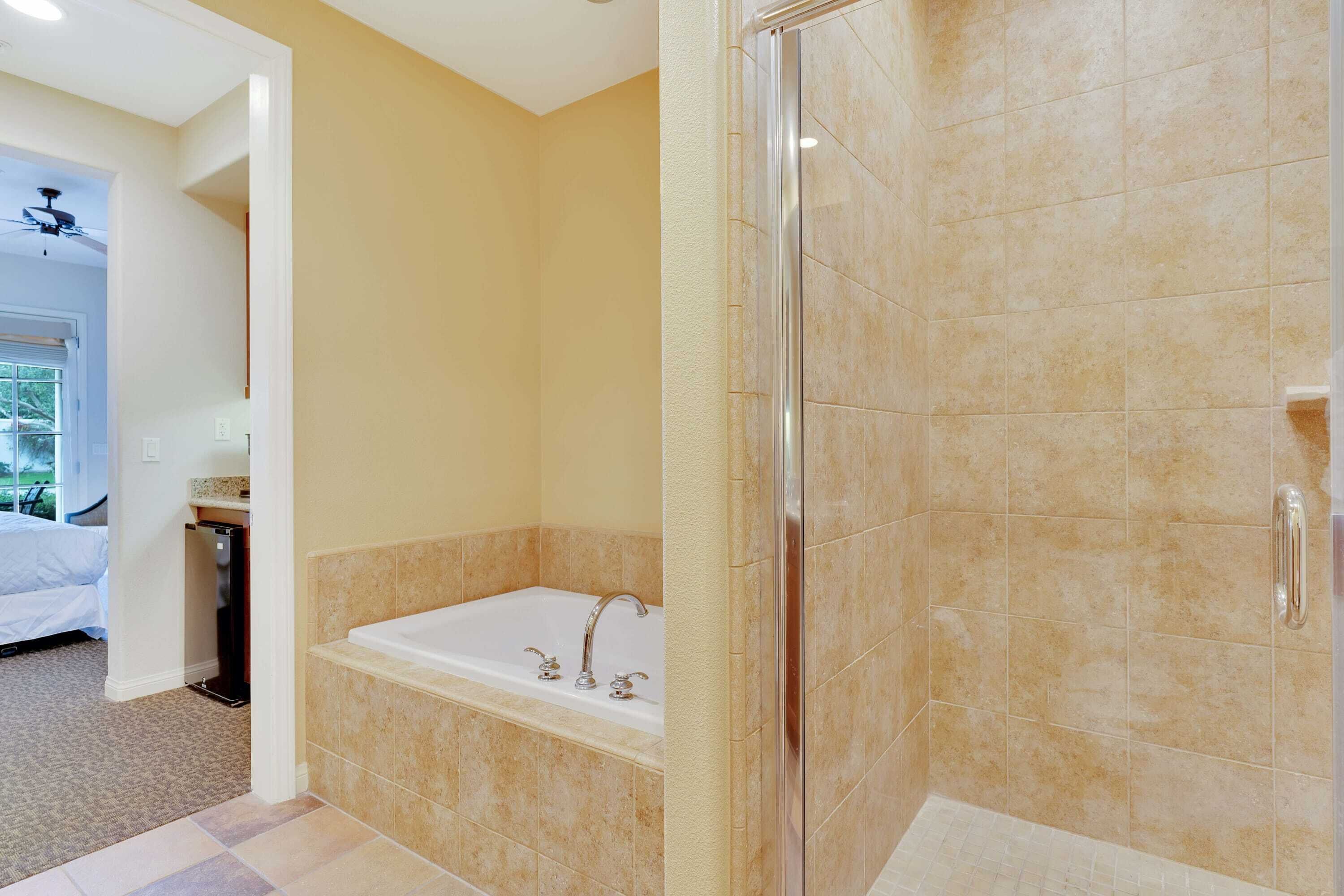 Bathtub, hair dryer, towels