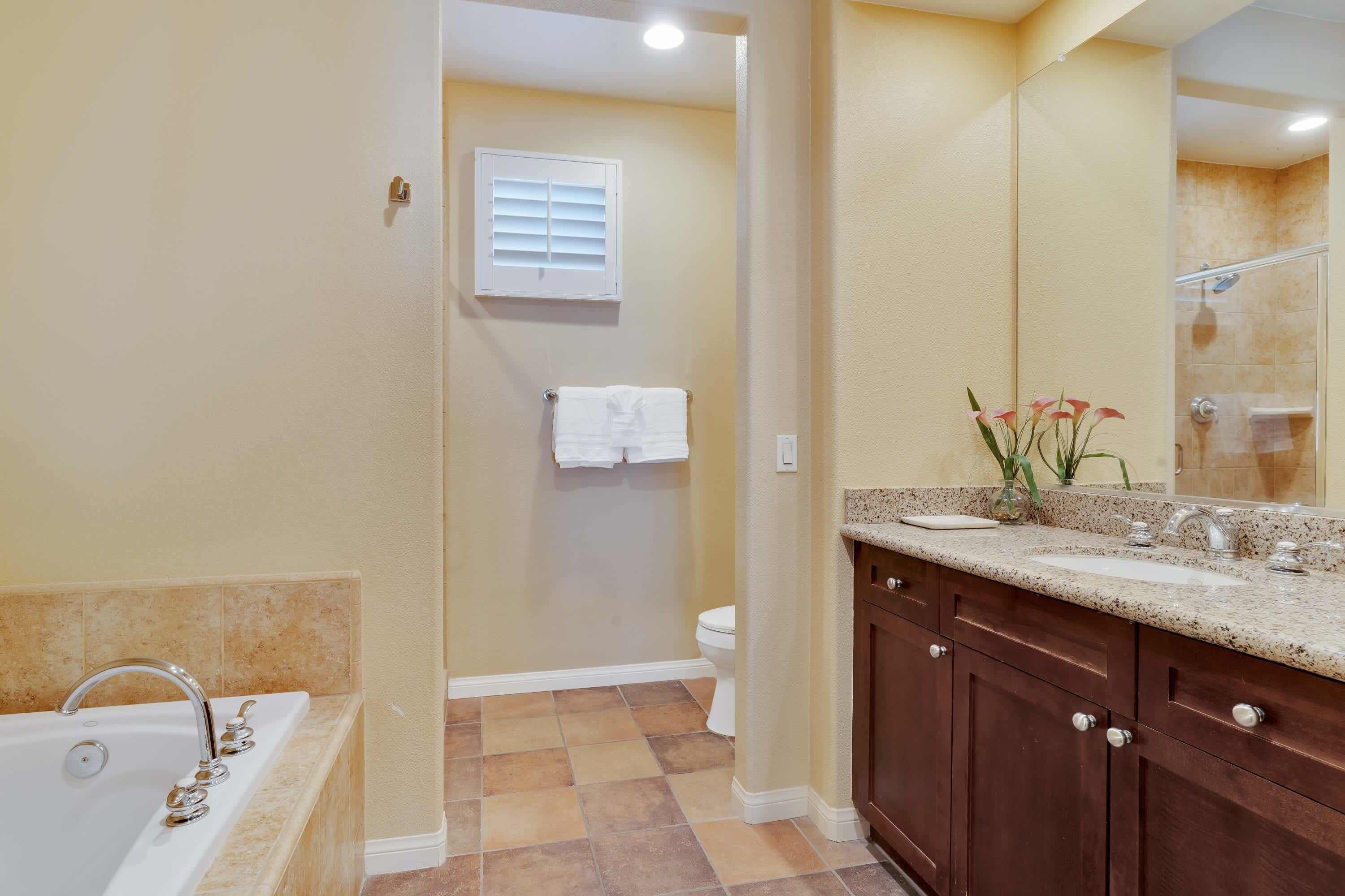 Bathtub, hair dryer, towels
