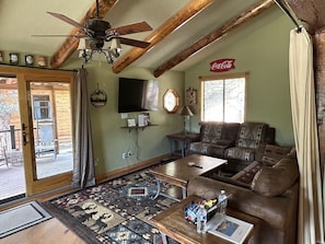 Smart TV, fireplace, video games, books