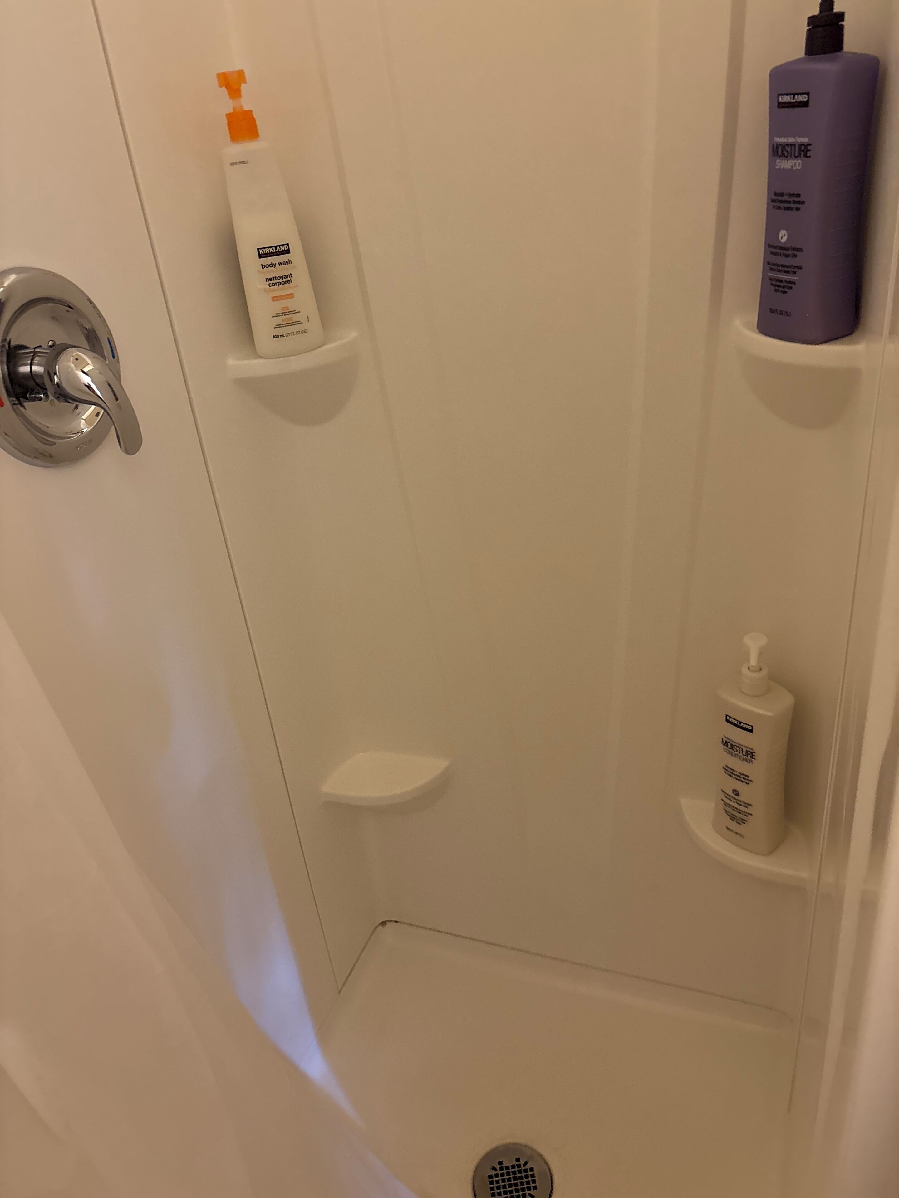 Regadera, toallas, jabón, shampoo 