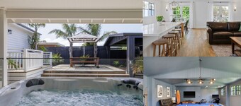 Spa jacuzzi, modern, stylish, separate games room, backyard, fully fenced