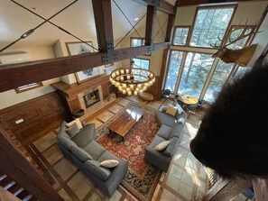 TV, fireplace, table football, ping pong