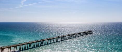 On the beach, fishing