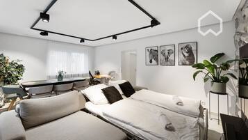 2 bedrooms, desk, iron/ironing board, travel cot