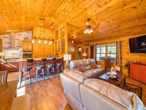 TV - A Cozy Creek Cabin - Creekside 3 BR, 3 BA, Hot Tub (Maggie Valley)