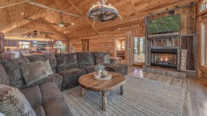 Cabin, 3 Bedrooms | Living room - Log-off Lodge by Escape to Blue Ridge (Blue Ridge)