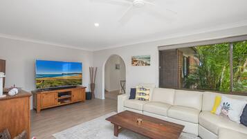 TV, lettore DVD, tavolo da ping pong, libri