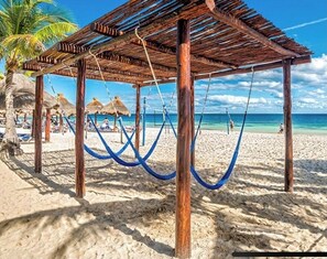 Sun-loungers, beach towels