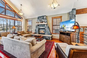 TV, fireplace, offices - Luxe Mountain Gem: Hot Tub, Skiing & Trails Nearby (Breckenridge)