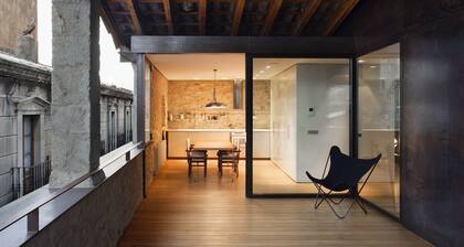 Historical stone house renovated with modern style