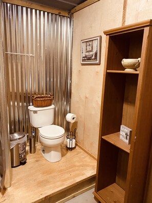 Shower, towels, soap, shampoo - Beautiful Barn inside a cheerful farm (Willis)