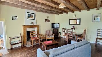 Televisión y chimenea