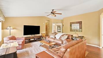 Smart TV, fireplace, video games