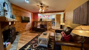Smart TV, fireplace, DVD player