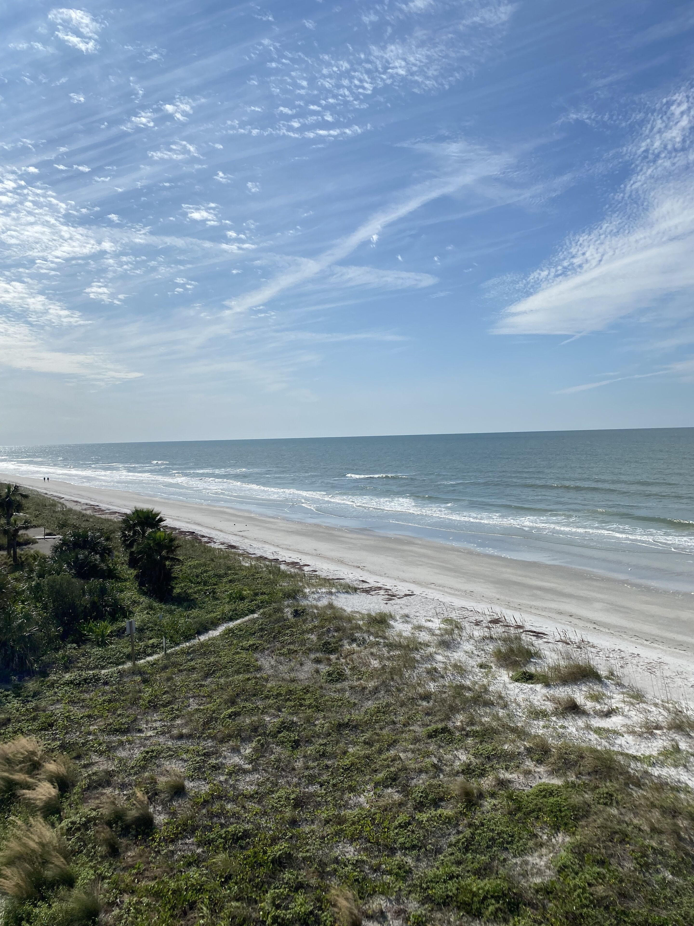 A beach with a clear sky and ocean.